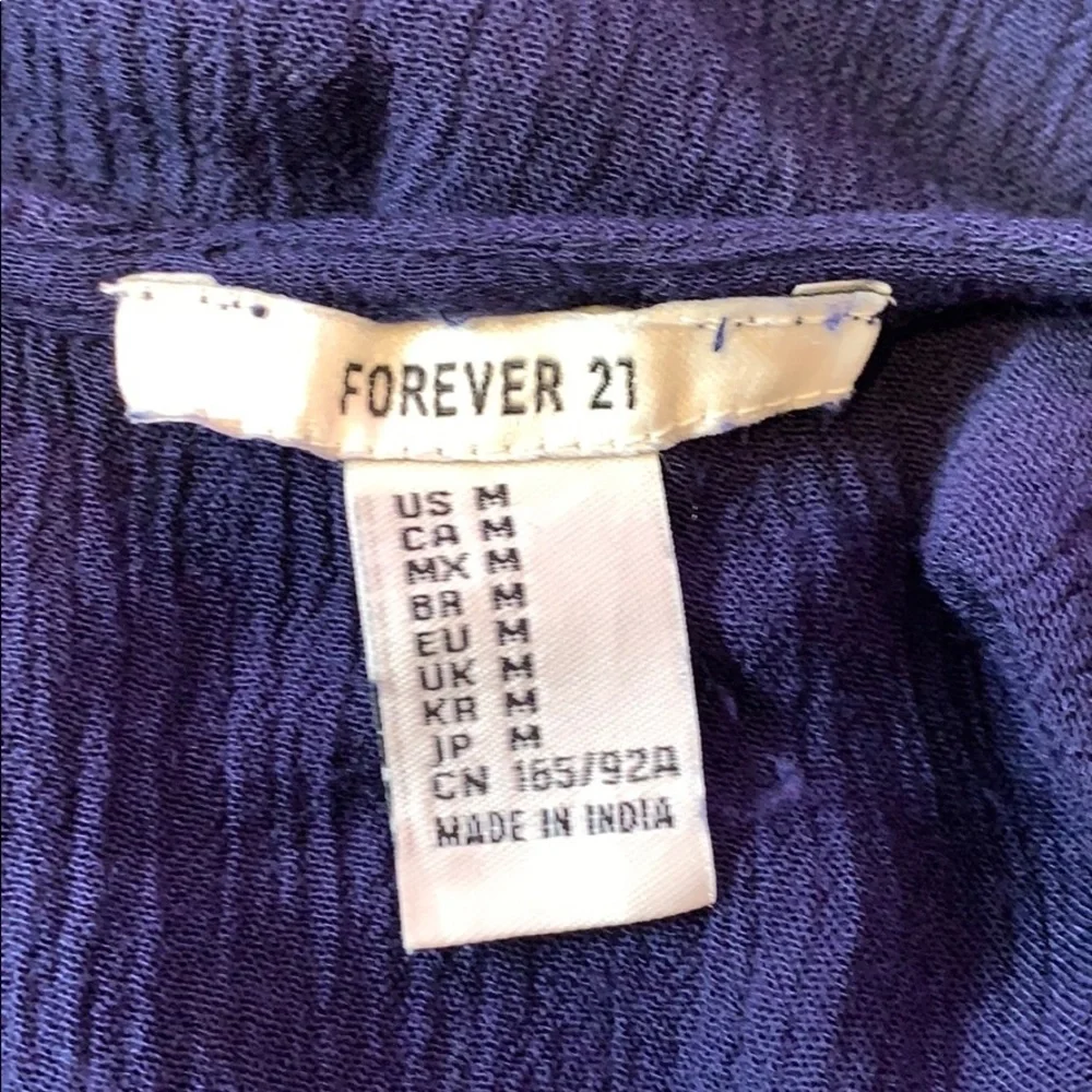 Forever 21 Blue Crochet Detail Round Neckline Short Sleeve Top - Picture 7 of 9